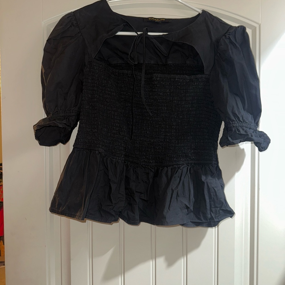 Black Puff Sleeve Top
